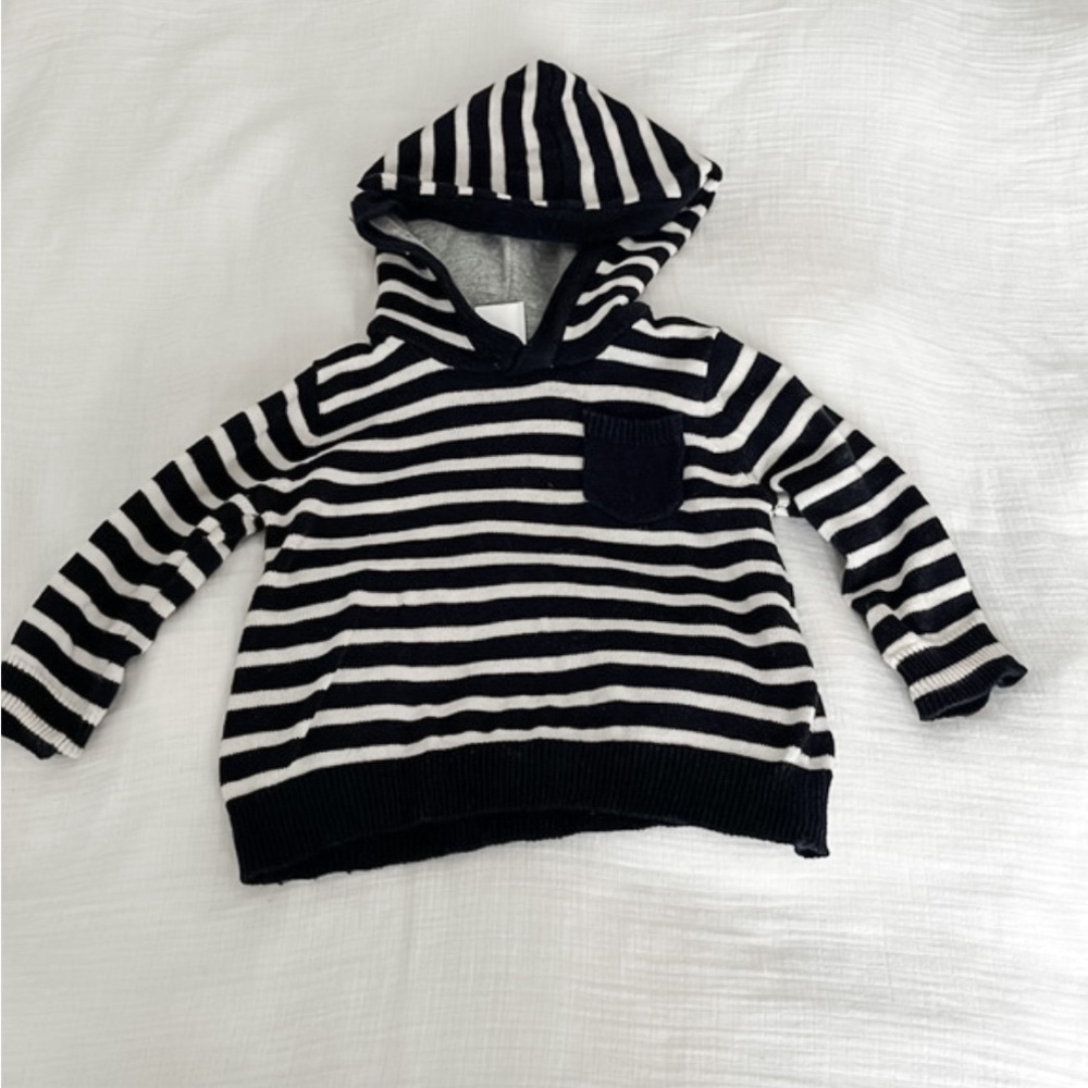 3/$20 Navy and White Striped HoodedSweater | Joe Fresh | 3-6 Months